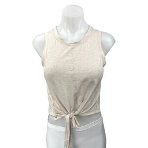 Lululemon Time to Restore Cream Knit Sleeveless Tie Wrap Knot Crop Tank Top Sz 4